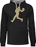 Shirtracer Basketball - Basketballer Gold - S - Schwarz/Grau meliert - Basketball Sweatshirt - JH003 - Hoodie zweifarbig und Kapuzenpullover für Herren und D