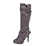 Ydsxlp Stiefeletten Damen Schuhe Halbschaft Stiefel mit Absatz Pull On High Heel Stiletto Boots mit Reiß