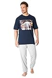 Disney The Mandalorian Schlafanzug Herren, Baby Yoda Pyjama Herren, Star Wars Merchandise, M - 3XL (XL, Blau)