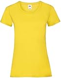 Fruit of the Loom Rundhals Damen T-Shirt, Farbe:gelb, GröÃŸe:M