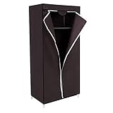 SONGMICS Stoffschrank, Kleiderschrank, Faltschrank mit Kleiderstange, Kleiderständer, Aufbewahrung für Taschen, Spielzeug, Schuhe, Schlafzimmer, Ankleidezimmer, 75 x 45 x 160 cm, braun RYG83Z