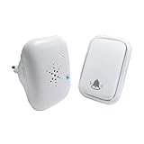 Batterielose Funkklingel, Wasserdichte Türklingel mit eigener Stromversorgung Drahtlose Tür Bell Chime Kit für Haus, 1 Plug-in Transmitter 1 Steckdosen empfänge, 38 Melodien, 3 Lautstärke Einstellb