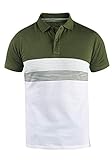 Blend Fabi Herren Poloshirt Polohemd T-Shirt mit Polokragen und Streifen aus 100% Baumwolle, Größe:XL, Farbe:Martini Olive (77238)