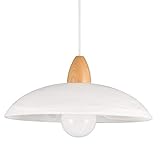 Helios Leuchten 2033610 moderne LED Pendellampe | Hängelampe Leuchte Holz | Pendelleuchte Glas weiss | Küchenlampe Landhausstil | Deckenlampe Buche 1-flammig