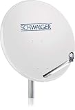 SCHWAIGER -180- Satellitenschüssel, Sat Antenne mit LNB Tragarm und Masthalterung, Sat-Schüssel aus Aluminium, 75 x 85