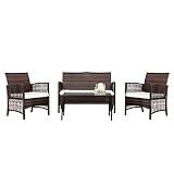 YCHUAN 4 Set Patio-Konversation, gehören 1 Doppelsitz 2 Einzelsitz 1 Couchtisch, Outdoor-Kombination Sofa-Patio-Möbel-S