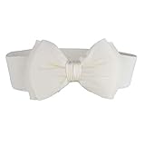 HAIQINGMY Damen Taillengürtel Bowknot Elastic Bow Wide Stretch Bukle Bund Taille Gürtel 7 Farben Temperamentgürtel (Belt Length : 60 80cm, Color : White)