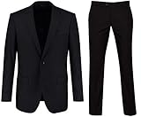 keskin collection Herren Anzug Schwarz Slim Fit Business Sakko 2 Knöpfe (98, Schwarz)