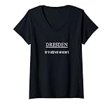 Damen Dresden Lieblingsstadt Sachsen Stadt an der Elbe Koordinaten T-Shirt mit V