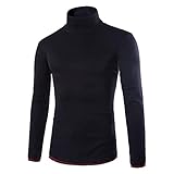 Buby Herren Rollkragen Langarm Einfarbig Jumper Sweatshirt Slim Fit Dickes Warmes Fleece Gestrickte Baumwolle Polyester Pullover Männer Lässig Einfach Komfort Sport Fitness Rollkragen Tops für Herb