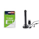 freenet TV CI+ Modul inkl. 12 Monate freenet TV Guthaben für Antenne DVB-T2 HD & CSL - aktive DVB-T2 HD Antenne 25 dBi - Digitale HDTV-Stabantenne Zimmerantenne Verstärkerantenne - 4 m Kab