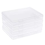 BENECREAT 22.5x16.5x3.3cm 4 Pack Rechteckige Aufbewahrungsbehälter aus durchsichtigem Kunststoff Großer Koffer mit hochklappbaren Deckeln für Notizbücher, Stifte, Perlen und Schmuckstück