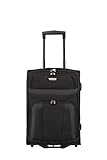 Travelite 2-Rad Handgepäck Koffer erfüllt IATA Bordgepäck Maß, Gepäck Serie ORLANDO: Klassischer Weichgepäck Trolley im zeitlosen Design, 098487-01, 53 cm, 37 Liter, schw