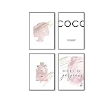 Postertech® Premium Poster Set | 4 Bilder als stilvolle Wanddeko | 4X DIN A4 | Rosen Coco Spruch (Set #4)