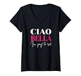 Damen Ciao Bella Italien italienisches Zitat T-Shirt mit V