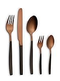 Echtwerk EW-BS-2029B Tafelbesteck Positano Due Black Edition, 20-teilig, für 4 Personen, Messer aus Klingenstahl, Edelstahl, Bronze/Schw