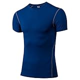 T-Shirt Herren Kurzarm Rundhals Einfarbig Funktionsshirt Herren Sommer Slim Fit Basic Kompressionsshirt Herren Fitness Workout Lauf Sportshirt H