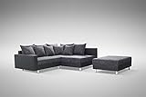 Küchen-Preisbombe Modernes Sofa Couch Ecksofa Eckcouch in schwarz Eckcouch mit Hocker - Minsk R