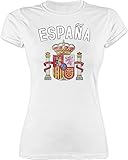 Fussball WM 2022 Fanartikel - Spanien Wappen EM - XXL - Weiß - Tshirt Spanien - L191 - Tailliertes Tshirt für Damen und Frauen T-S
