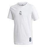 Real Madrid C.F. Real Madrid Saison 2020/21 T-Shirt mit Wappen, offizielles Logo für Kinder M weiß, GH9992