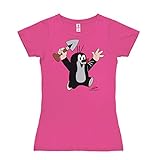 Logoshirt - TV - Der kleine Maulwurf - Juhu - T-Shirt Damen - pink - Lizenziertes Originaldesign, Größe L