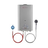 Tankless Gasdurchlauferhitzer, Thermomate BE318S-DE 12L Propangas/Butangas Warmwasserboiler, Tragbarer LPG Campingdusche Sofortige, 24kW, 50mbar für Campingplatz, Pferde w