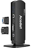 USB Docking Station, Acodot 13-in-1 USB 3.0 Universal Laptop Dockingstation 2 Monitore mit HDMI, VGA, DVI, 6X USB 3.0, Gigabit Ethernet, Audio-Ausgang/Eingang