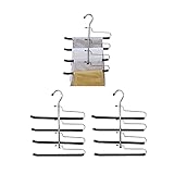 Garderobenständer für Krawattenhalter 3 Pack-Hosen-Kleiderbügel-Schrank Organisatoren und Lagerung -4 Schichten Multifunktionale Hosen Rack Space Saver Kleidung Schrank Lagerung Organizer for Schals,