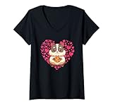 Damen Tierliebhaber Nagetier Keks Süßes Cookie Herz Hamster T-Shirt mit V