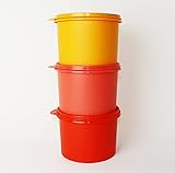 TUPPERWARE Vorratsprofi 3X 1,1L Rot + Erdbeer + Orange Vorratsdose, Kaffeedose, Trockenlagerung + Mini Trichter L