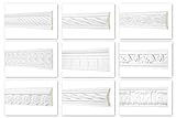 HEXIM Perfect 2 Meter Flachprofile - große Auswahl (AC202-60x13 mm) Stuckprofil aus PU gemustert, weiß, Zierprofil Flachprofil Wand Leiste Dek