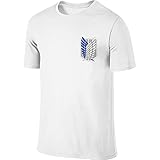 Herren Fashion Crewneck Attack On Titan Shirt Lustiges Kurzarm T-Shirt Slim Fit Schwarz Gr. XL, weiß
