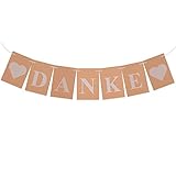 MEJOSER Vintage Girlande Danke mit Herz Wimpel für Hochzeit-Shooting Dekoration für Geschenketischaus aus Kraft Papier Banner 3 Meter für Hochzeit Party Dek