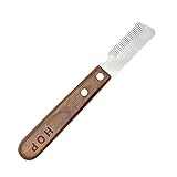 LORDWEY Tierhaarentfernungskamm mit Holzgriff, Haustier-Haarentfernungskamm, Pet Hair Removal Comb with Wooden Handle, Hole Pet Hair Remover, Pet Comb Terrier Hund Zupfmesser Pflegewerkzeug (B)