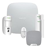 Ajax Hub2 Alarmanlage, kabellos, Bewegungsmelder mit integrierter Kamera, Innensirene, 2 Öffnungskontakte, Fernbedienung, Steuerung und Alarm durch Smartphone, einfache I