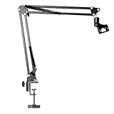 WGOEODI Mikrofonarm Mic Ständer, Suspension Boom Scherenarm Stativ Mic Clip,Schw