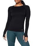 Amazon-Marke: AURIQUE Damen nahtloses Sporttop mit langen Ärmeln, Schwarz (Black), 38, Label:M