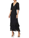 Amazon-Marke: Truth & Fable Damen Kleid mit Rüschen, Schwarz (BLACK BLACK), 40, Label:L