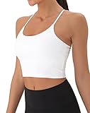 Persit Sport BH Damen, Mittlerer Halt Bra Gekreuzt Rücken Push up top für Fitness Lauf Weiß XS