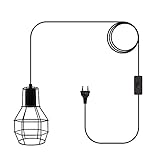 Industrielle Hängelampe mit stecker Retro Pendellampe Metall Käfig Kronleuchter Schwarz Deckenleuchte E27 Lampefassung 600cm Netzkabel Max.60W für Wohnzimmer Schlafzimmer(Ohne Glühbirne)