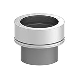 H&M New Line Edelstahlschornstein Schornstein Einzelteil doppelwandig Abgaskupplung EW zu DW Ø120mm Innendurchmesser 25mm Isolierung Übergang zu einwandigem R