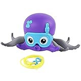 Hilai Badespielzeug, Krake Baden Spielzeug schwimmende Uhrwerk Spielzeug Baby Cartoon Badezimmer Spielzeug mit Seil Purpurrote Wasser Spritzen Spielzeug