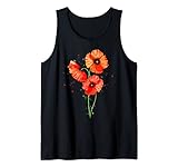 Rote Mohnblumen Aquarell Gemälde Botanische Blume Kunst Tank Top