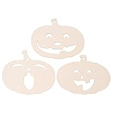 Toyvian 3 Stücke Holzscheiben Kürbis Dekoration Große Baumscheiben zum Basteln Bemalen Naturholzscheiben Holz Türschild Kinder Bastelset DIY Rustikaler Scheiben Herbst Deko Halloween Wanddek