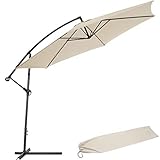 TecTake 800033 Sonnenschirm Ampelschirm mit Gestell + UV Schutz 350cm + Schutzhülle - Diverse Farben - (Beige | Nr. 400622)