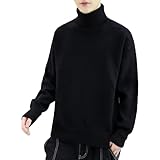 Jubaton Einfarbig Halber Stehkragen Lose Gerippter Saum Herren Pullover Strickpullover Pullover Langarm Mode Bequem Lässig Business Allgleiches XXL
