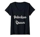 Damen Detective Queen Espionage True Crime Investigator Spionage T-Shirt mit V