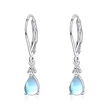 Regenbogen Mondstein Tropfen Ohrringe Edelsteine Ovale L¨¹nette Set 925 Sterling Silber Leverback Creolen f¨¹r Frauen Teen mit Schmuck Ohrringe Geschenkbox