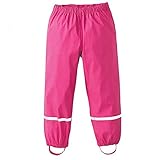 NAQUSHA Regenhose Kinder Wind- und wasserdichte Atmungsaktiv Buddelhose Matschhose für Mädchen Jungen Outdoorhose Unisex Kinder Regenlatzhose Winddicht und wasserdichte Matschhose(Hot Pink,122/128)