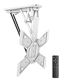 TV Halter klappbarer motorisierter Deckenhalter mit Fernbedienung für TV und Flachbildschirme 23-55 Zoll (58 cm - 140 cm) VESA, weiß